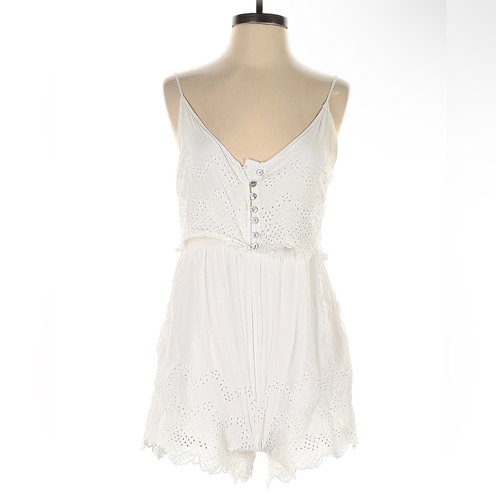 Dainty Hooligan White Eyelet Button-Front Romper